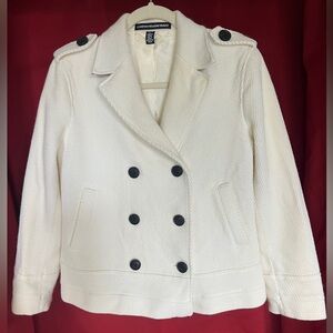 Ellen Tracy Cream Double-Breasted Pea Coat